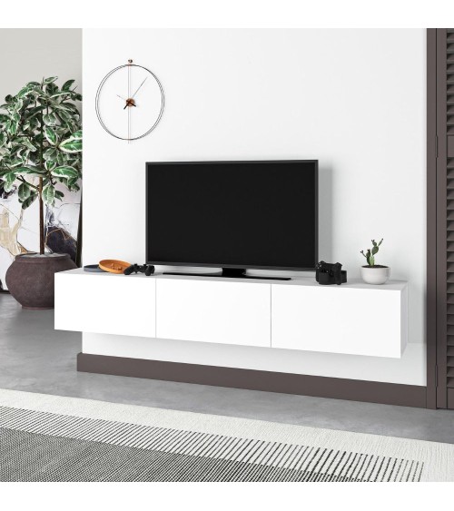 Mobile porta tv sospeso Francy 180 cm. con ante a ribalta in colore bianco