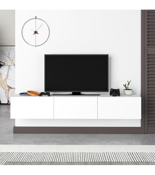 Mobile porta tv sospeso Francy 180 cm. con ante a ribalta in colore bianco