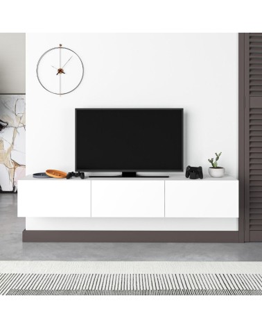 Mobile porta tv sospeso Francy 180 cm. con ante a ribalta in colore bianco