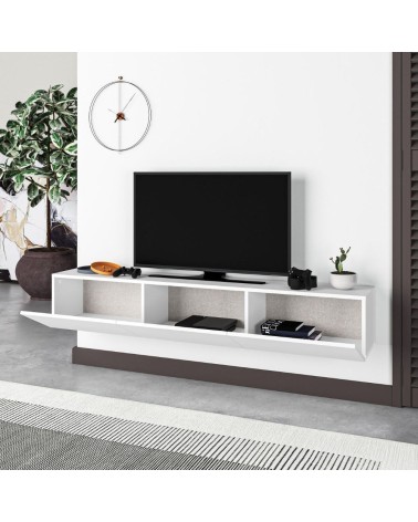Mobile porta tv sospeso Francy 180 cm. con ante a ribalta in colore bianco