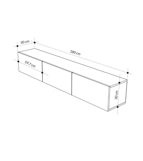 Mobile porta tv sospeso Francy 180 cm. con ante a ribalta in colore bianco