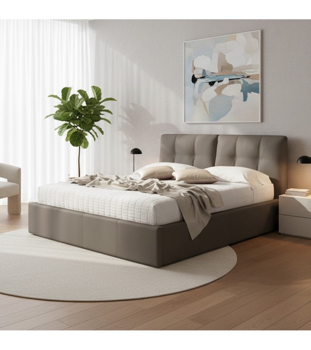 Letto matrimoniale con contenitore Melia tortora