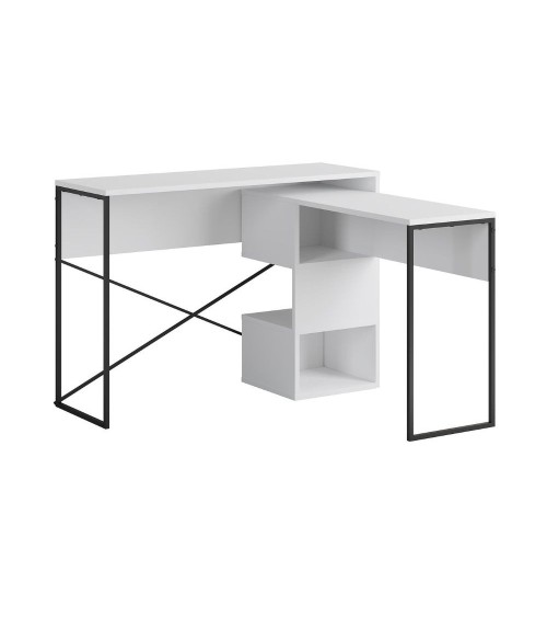 Scrivania espandibile Badau colore bianco e gambe in metallo nere 110x37.2x77 cm.