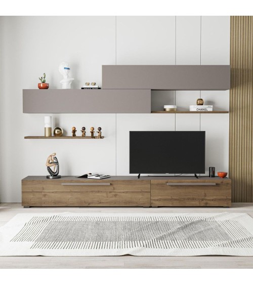 Parete attrezzata Kombat 260 colore hitit noce e tortora