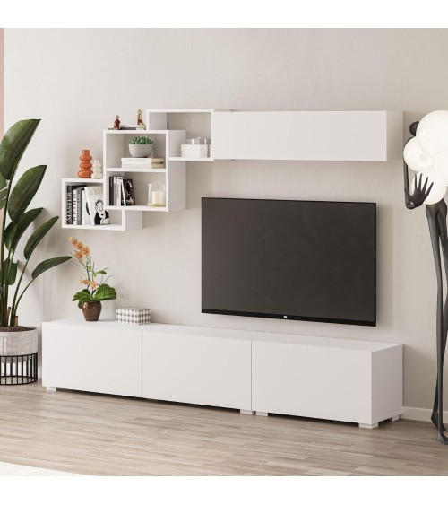 Parete attrezzata Free con nicchie a giorno colore bianco