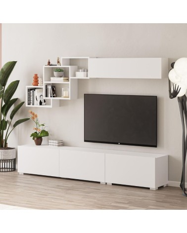 Parete attrezzata Free con nicchie a giorno colore bianco