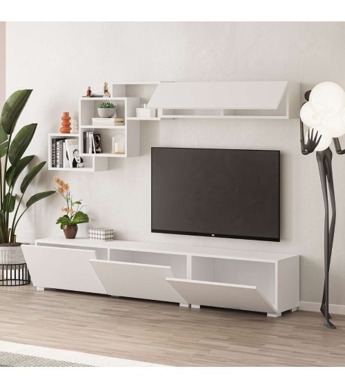 Parete attrezzata Free con nicchie a giorno colore bianco