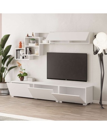 Parete attrezzata Free con nicchie a giorno colore bianco