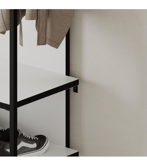 Mobile ingresso Archy con 4 ganci appendi abiti e scarpiera in colore bianco