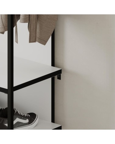Mobile ingresso Archy con 4 ganci appendi abiti e scarpiera in colore bianco
