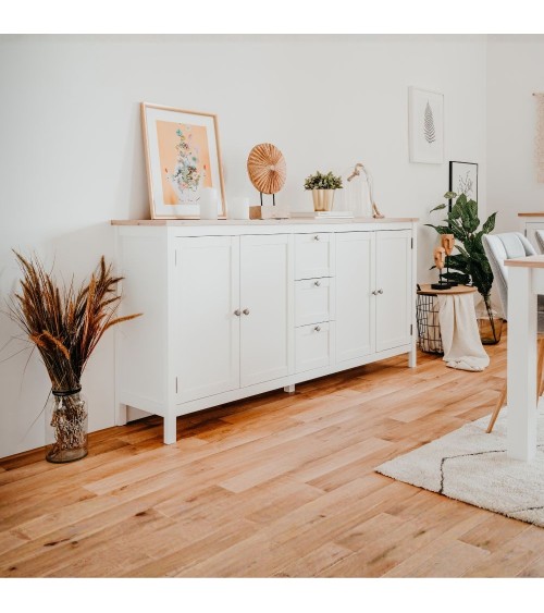 Madia Bergen51 con 4 ante e 3 cassetti colore bianco e rovere oak