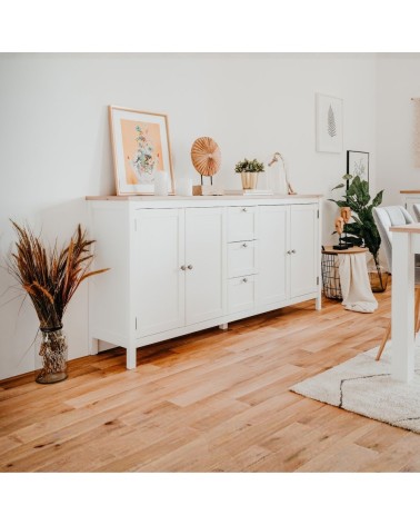 Madia Bergen51 con 4 ante e 3 cassetti colore bianco e rovere oak