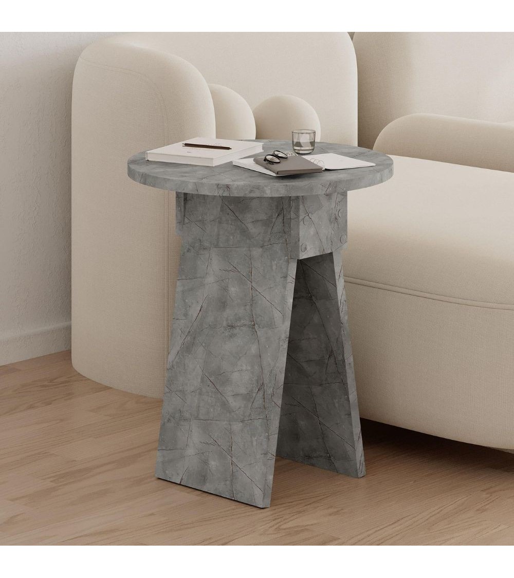Tavolino da salotto Chen 50x42x23.4 cm. colore lagina effetto marmo grigio