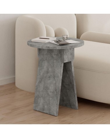 Tavolino da salotto Chen 50x42x23.4 cm. colore lagina effetto marmo grigio