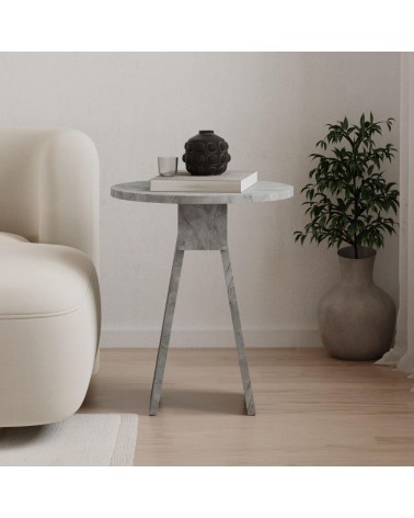 Tavolino da salotto Chen 50x42x23.4 cm. colore lagina effetto marmo grigio