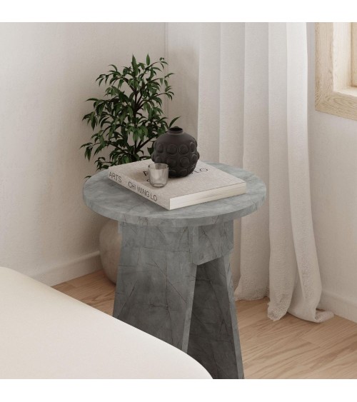 Tavolino da salotto Chen 50x42x23.4 cm. colore lagina effetto marmo grigio