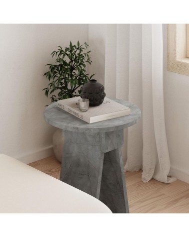 Tavolino da salotto Chen 50x42x23.4 cm. colore lagina effetto marmo grigio