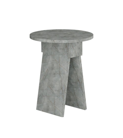 Tavolino da salotto Chen 50x42x23.4 cm. colore lagina effetto marmo grigio