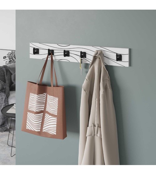 Appendiabiti a muro Flow 6 ganci colore bianco con dettagli neri