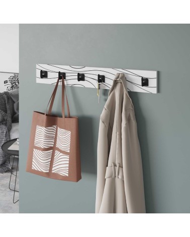 Appendiabiti a muro Flow 6 ganci colore bianco con dettagli neri