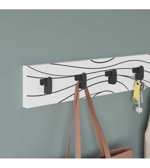 Appendiabiti a muro Flow 6 ganci colore bianco con dettagli neri