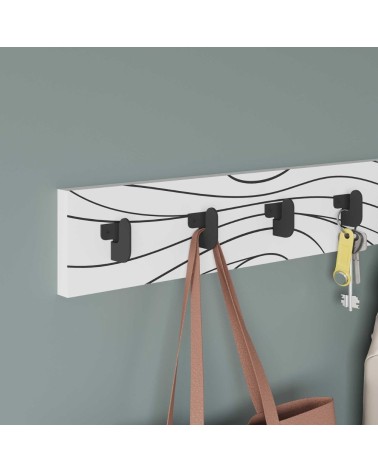 Appendiabiti a muro Flow 6 ganci colore bianco con dettagli neri