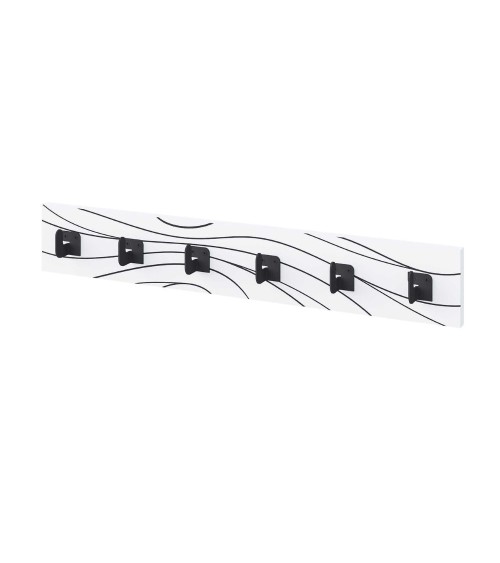 Appendiabiti a muro Flow 6 ganci colore bianco con dettagli neri