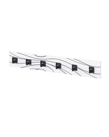 Appendiabiti a muro Flow 6 ganci colore bianco con dettagli neri