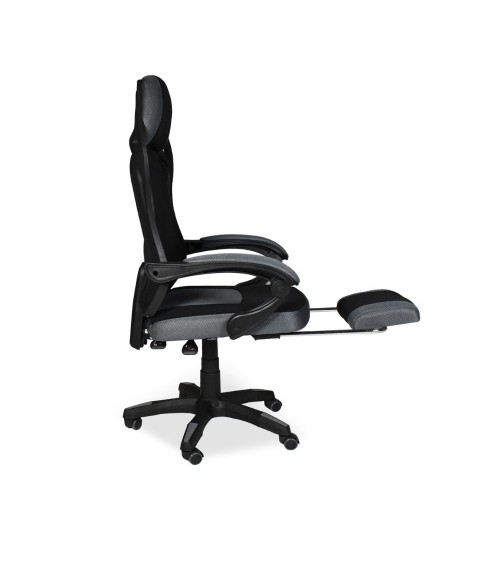 Sedia gaming Gandi con poggiapiedi estensibile in tessuto con rete nero