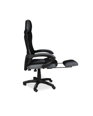 Sedia gaming Gandi con poggiapiedi estensibile in tessuto con rete nero