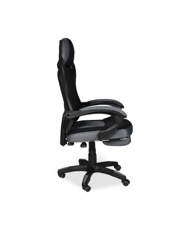 Sedia gaming Gandi con poggiapiedi estensibile in tessuto con rete nero