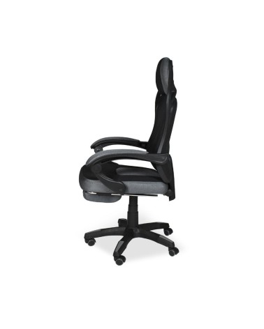 Sedia gaming Gandi con poggiapiedi estensibile in tessuto con rete nero