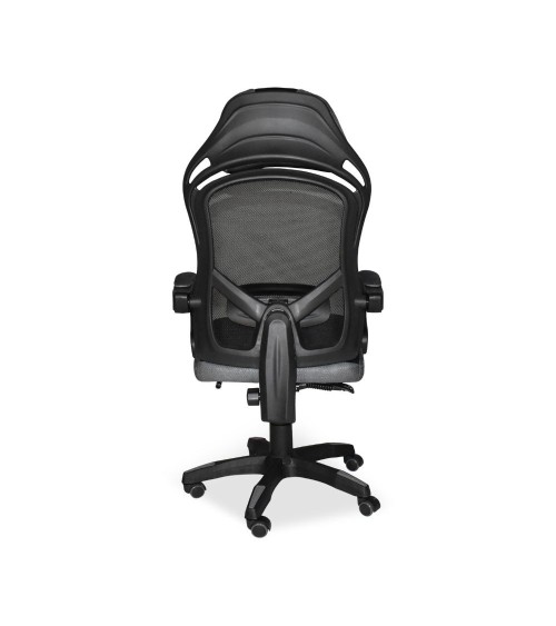 Sedia gaming Gandi con poggiapiedi estensibile in tessuto con rete nero