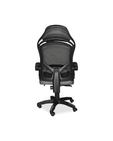 Sedia gaming Gandi con poggiapiedi estensibile in tessuto con rete nero