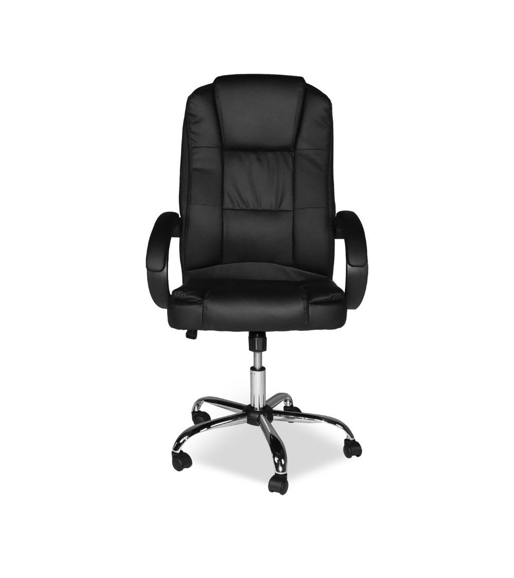 Poltrona ufficio presidenziale Millard ergonomica in ecopelle nero