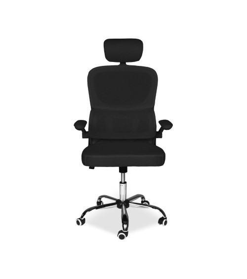 Sedia da ufficio ergonomica Vibes con tessuto a rete nero con base cromata
