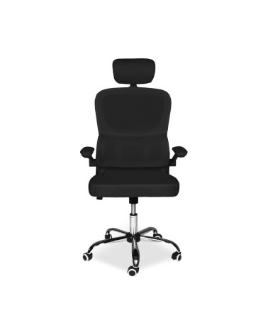 Sedia da ufficio ergonomica Vibes con tessuto a rete nero con base cromata