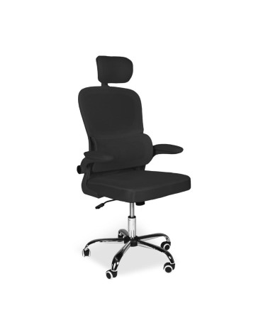 Sedia da ufficio ergonomica Vibes con tessuto a rete nero con base cromata