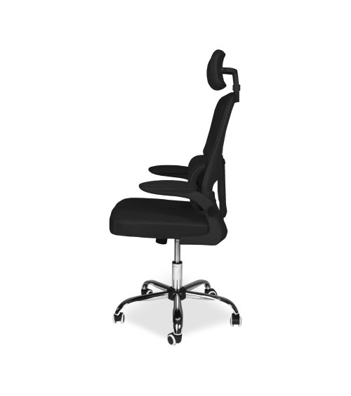 Sedia da ufficio ergonomica Vibes con tessuto a rete nero con base cromata