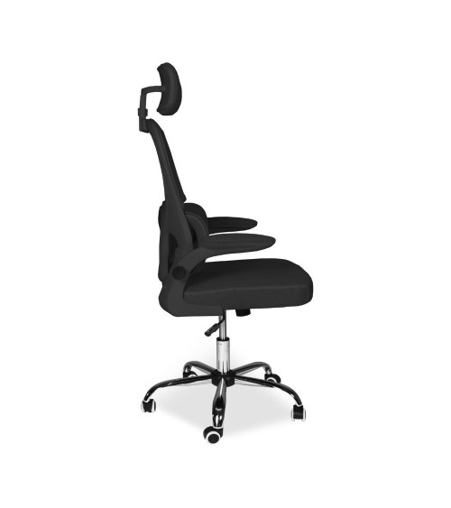 Sedia da ufficio ergonomica Vibes con tessuto a rete nero con base cromata