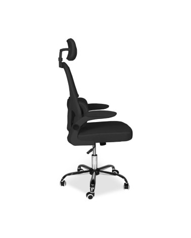 Sedia da ufficio ergonomica Vibes con tessuto a rete nero con base cromata