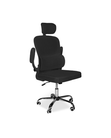 Sedia da ufficio ergonomica Vibes con tessuto a rete nero con base cromata