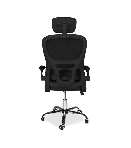 Sedia da ufficio ergonomica Vibes con tessuto a rete nero con base cromata