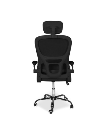 Sedia da ufficio ergonomica Vibes con tessuto a rete nero con base cromata