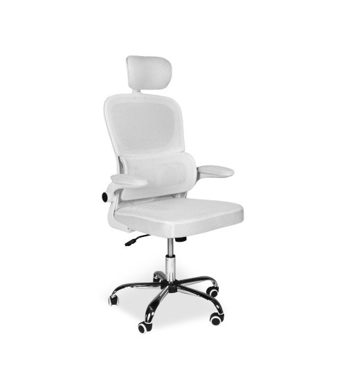 Sedia da ufficio ergonomica Vibes con tessuto a rete bianco con base cromata