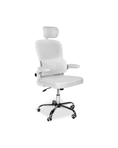 Sedia da ufficio ergonomica Vibes con tessuto a rete bianco con base cromata