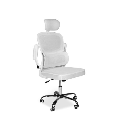 Sedia da ufficio ergonomica Vibes con tessuto a rete bianco con base cromata