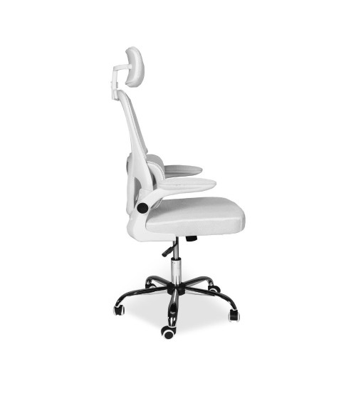 Sedia da ufficio ergonomica Vibes con tessuto a rete bianco con base cromata