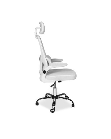 Sedia da ufficio ergonomica Vibes con tessuto a rete bianco con base cromata