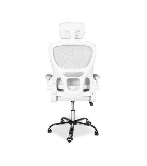 Sedia da ufficio ergonomica Vibes con tessuto a rete bianco con base cromata